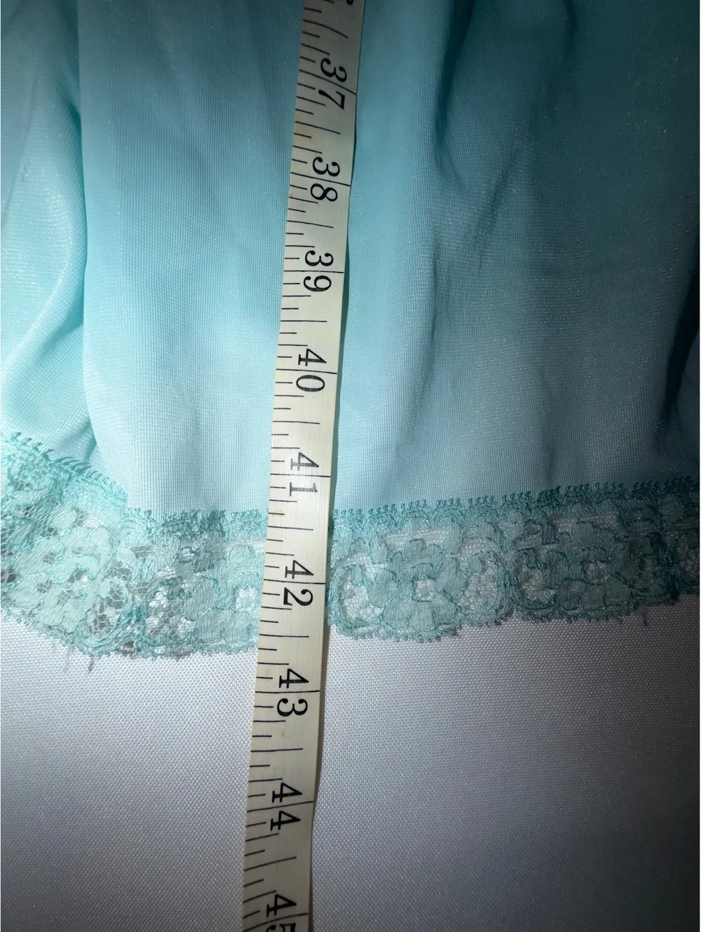 Vintage Van Raalte Light Blue Nylon Nightgown with Lace and Ribbon Detail